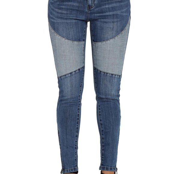 Unbranded Denim - Patchwork High Waist Skinny Jeans
